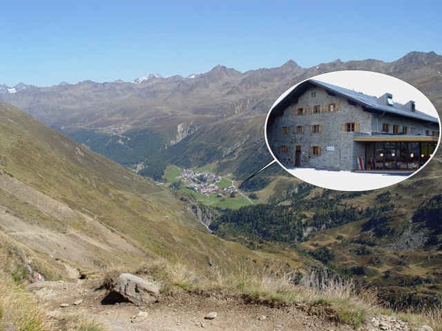 A view from the mountains on Obergurgl and the university center