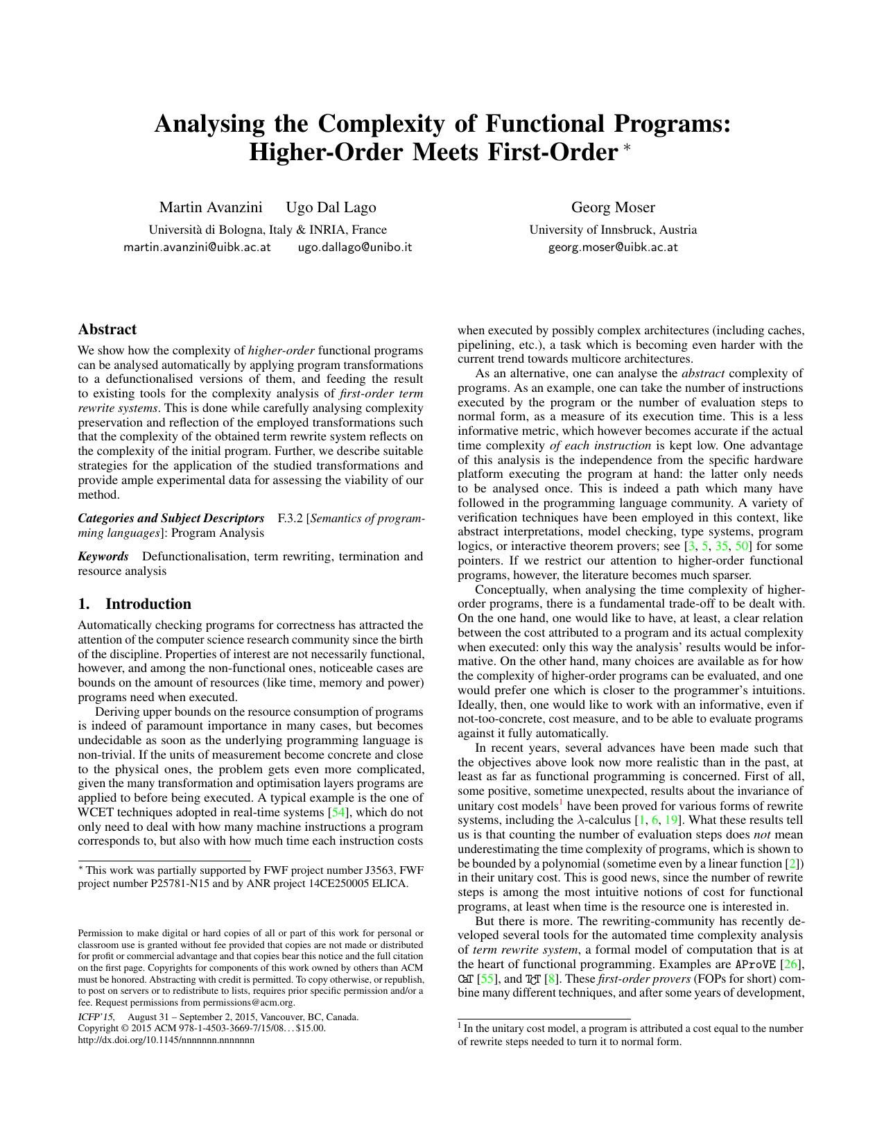 Analysing the Complexity of Functional Programs: Higher-Order Meets First-Order