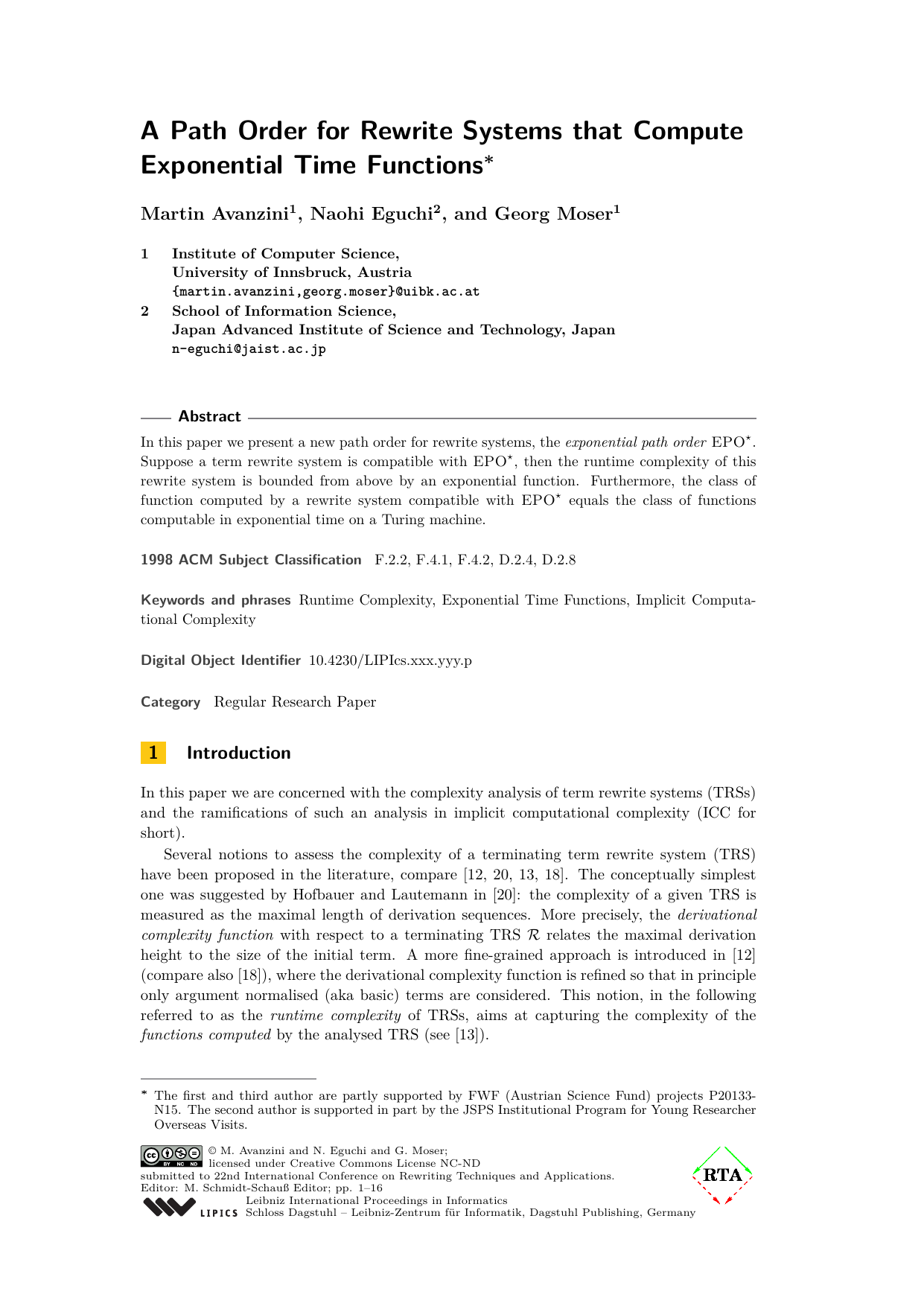 A Path Order for Rewrite Systems that Compute Exponential Time Functions