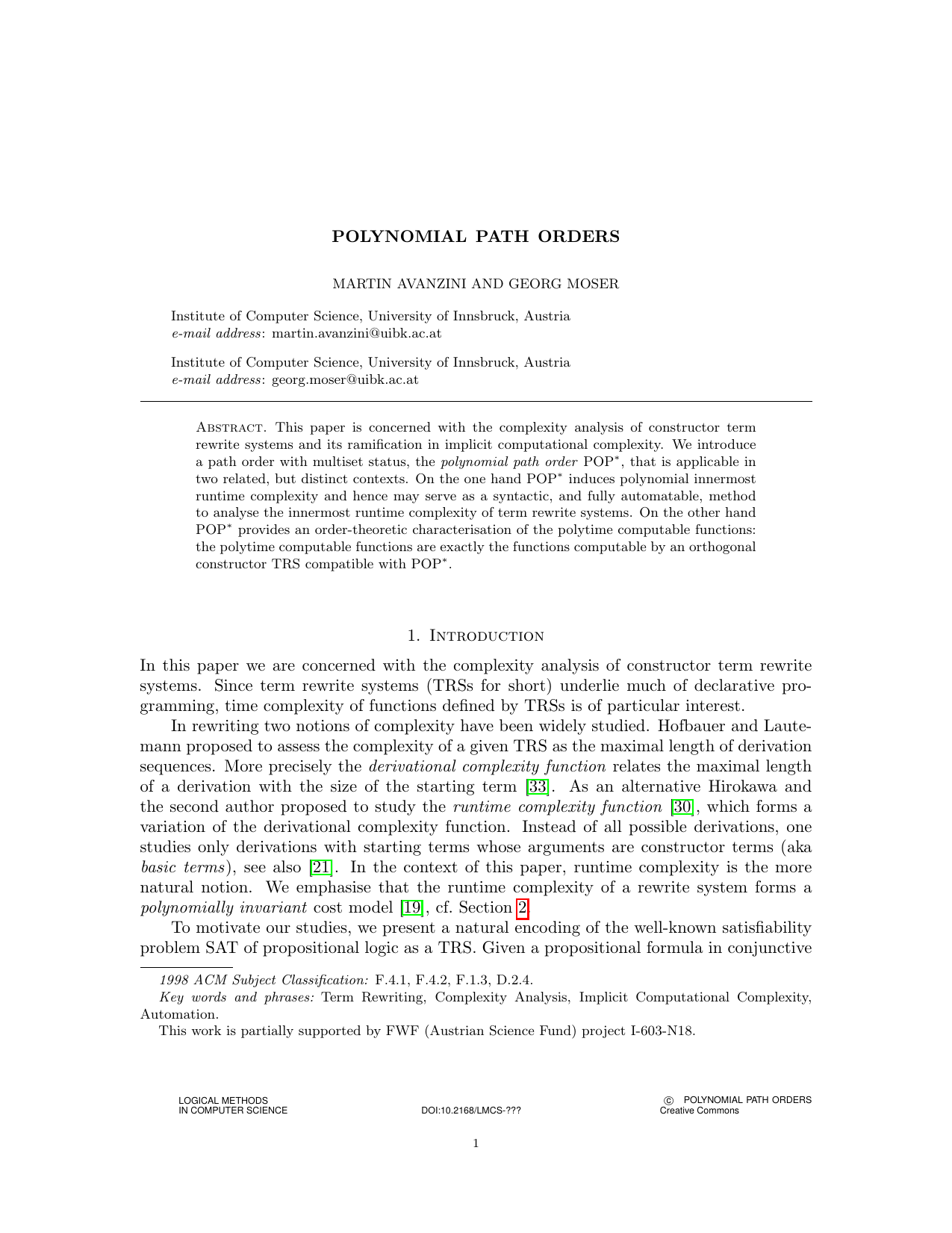 Polynomial Path Orders