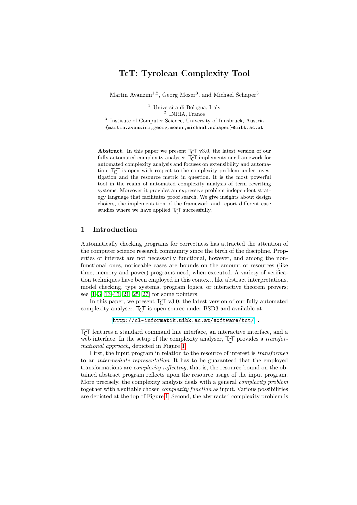 TcT: Tyrolean Complexity Tool