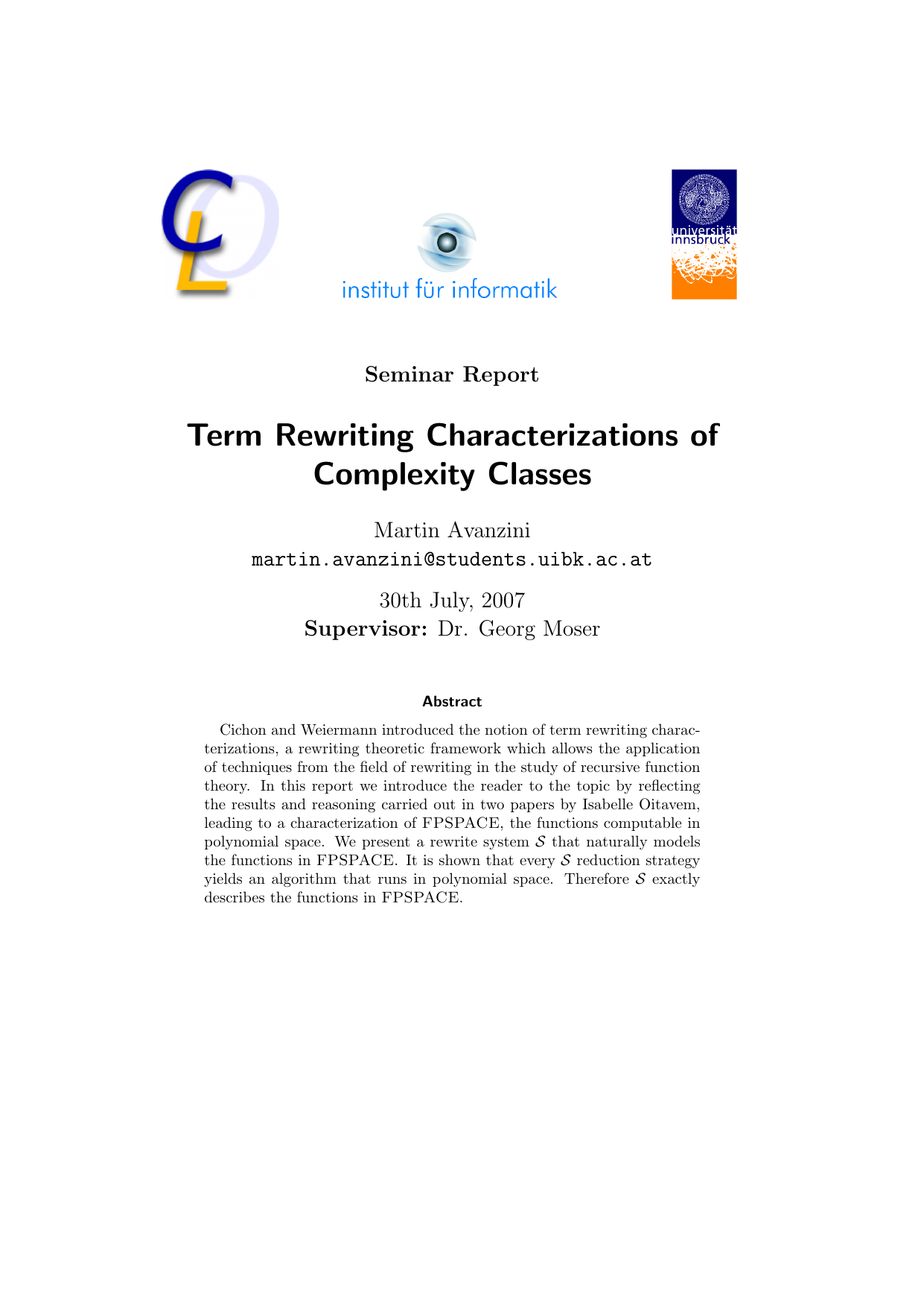 Term Rewriting Characterizations of Complexity Classes