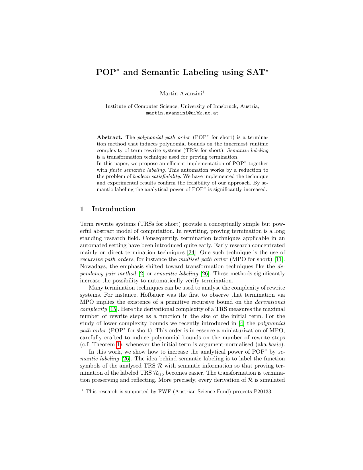 POP* and Semantic Labeling Using SAT